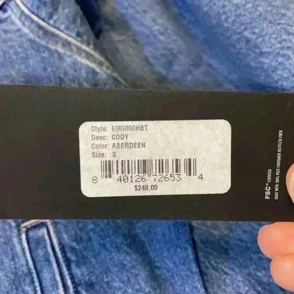 EDWIN Anthropologie Womens Cody Denim Jacket SMALL Blue Moto Grunge 80s Festival - Picture 3 of 6